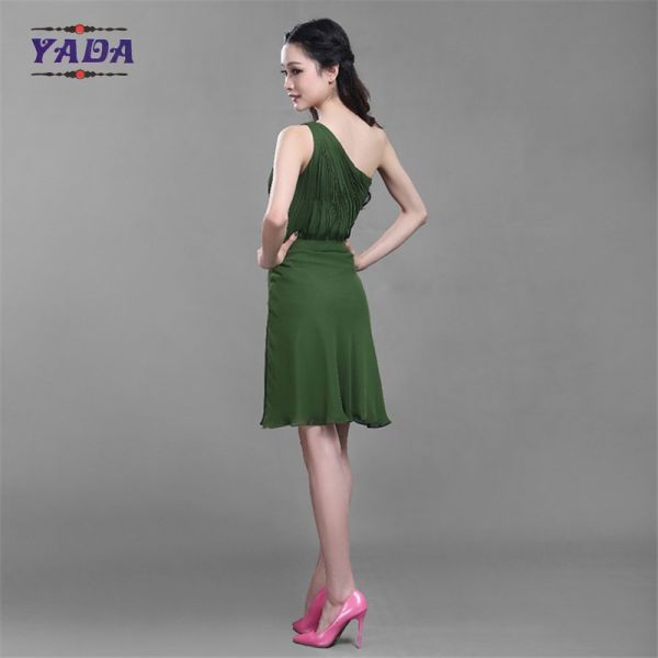 Green color anti-wrinkle elegant party women's loose t-shirt chiffon boutique dress ladies ready made dresses sale
