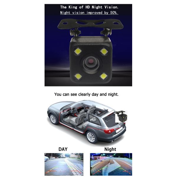 BF Universal 360 Bird View Camera Waterproof Night Car Camera With Wiring 4 LED