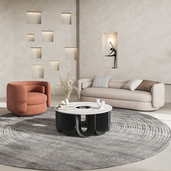 Curved Armrests 3 And 1 Seater Sofa Long Straight Couch Plush Cushions