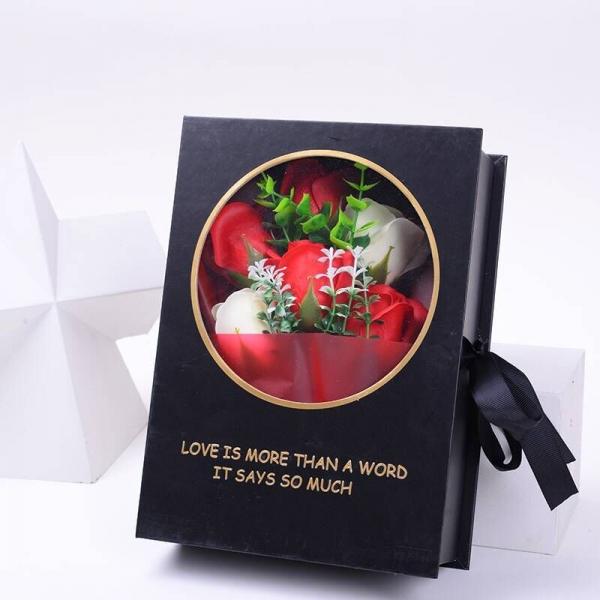 Real Preserved Rose Rigid Paper Gift Box Round And Square Flower Box With Ribbon
