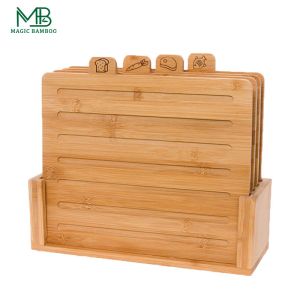 China Bamboo cutting board set 4 coded with stand wholesale