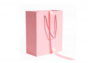 China Custom Logo Romantic Pink Underwear Shopping Paper Bag With Rope Handles wholesale