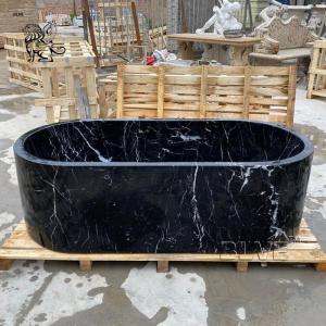 China Black Stone Marble Bathtub Freestanding Home Bath Tubs Nero Marquina Hotel Shower Room Bathroom Design wholesale
