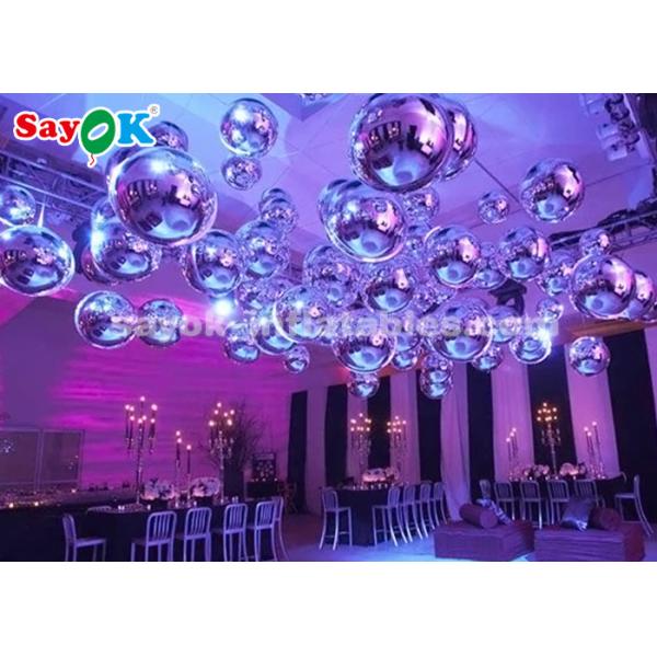 Gold Mirror Ball Lightweight Silver Dia 2m Inflatable Balloon For Advertising Easy To Carry