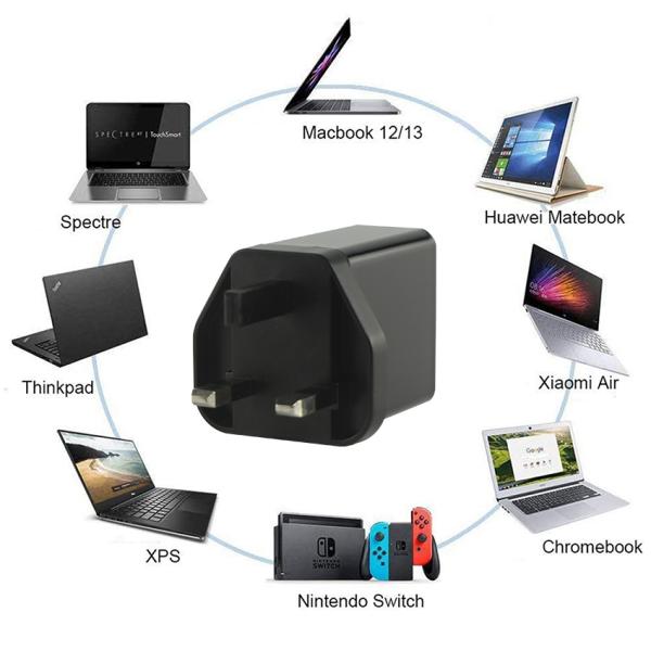 45W EU Dual Port USB-C USB-A GaN Charger for Laptop Tablet