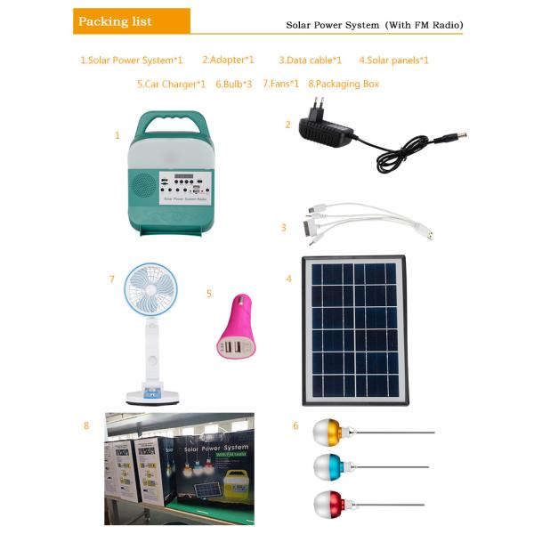 Emergency Lighting Magneto Solar Home System With Radio 5W Solar Lighting Kit