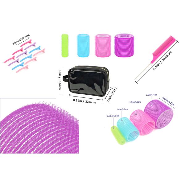 Self-Grip Plastic Hair Roller Volumizing Hook Hair Rollers Set Pink for Velcro Curlers for Short Medium Hair