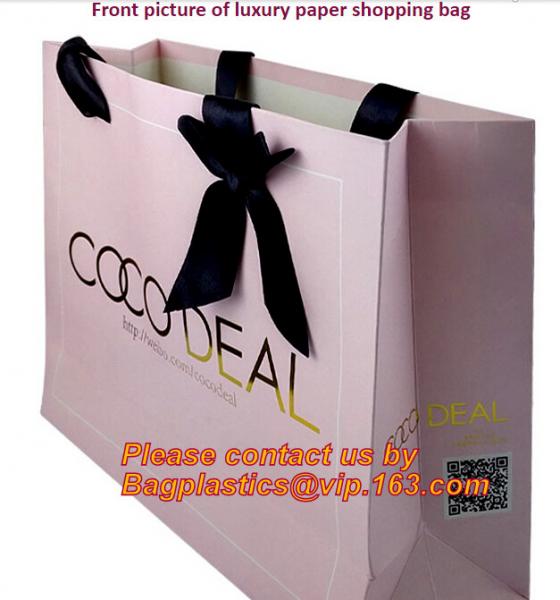 Luxury customized gold foiled logo paper shopping bag with handle,carrier bags,High Quality Luxury litho printing handma