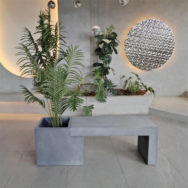 Rectangular GRC Concrete Patio Table Garden Furniture Outdoor Concrete Benches