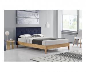 China Sunny Blue Linen Fabric Bed Frame With Headboard CE Certification wholesale