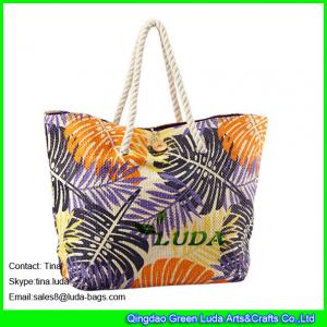 China LUDA summer beautiful handbags purse floral paper straw beach shoulder handbags on sale