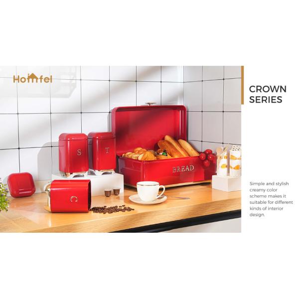 Party Occasion Square Metal Bread Bin Set , Stainless Steel Kitchen Bread Box