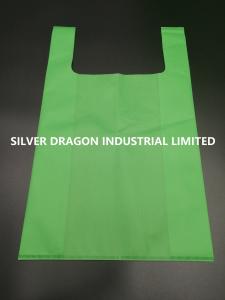 China XL Non-woven vest shopping bags,Non-woven T-shirt bags,  40+18x64cm,100% virgin, eco-friendly, in green on sale