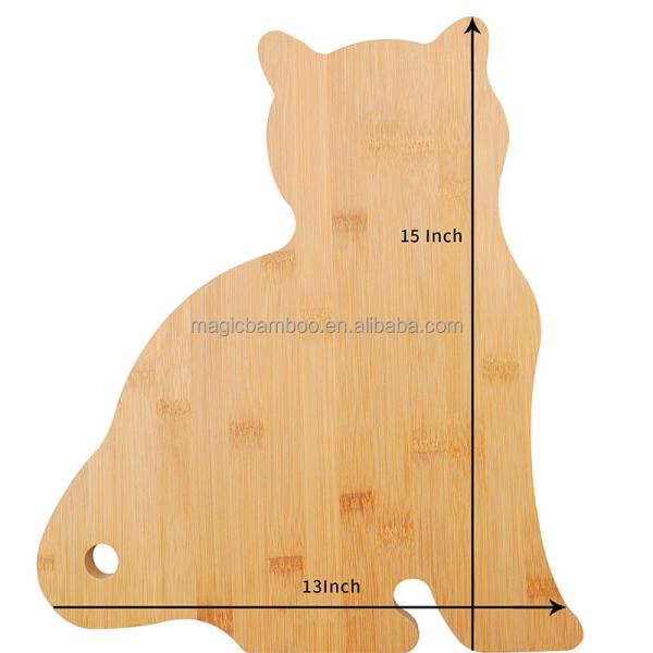 Sustainable Bamboo Cat Shaped Cutting Board Wooden Serving Board Kitchen Chopping Board 38.2*33.1*1.6cm
