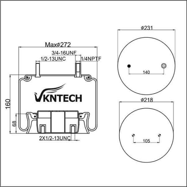 1R11-199 Trailer Air Springs Referance To Firestone W01-358-8510 Good Year VKNTECH 1K8510