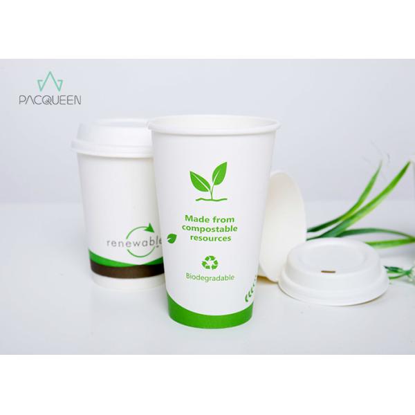 White PLA Lined Single Wall Compostable Paper Cups Resource Saving Flexo Printing