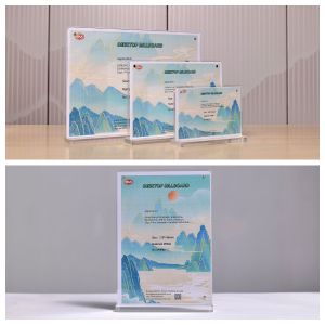 China Customized Size T Shape Double Sided Clear Acrylic Sign Holder wholesale