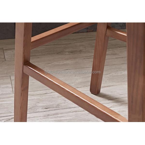 Ash Wood Frame Nordic Bistro Bar Chairs with Saddle Leather Woven Seats