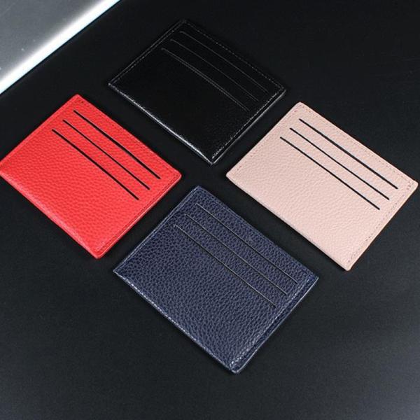 Low MOQ Mix Models Custom Logo Soft Leather Simple Pebbled Leather Credit Card Holder