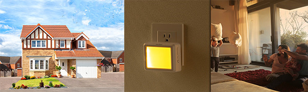 Self-Power Weatherproof Transmitter Plug in Night Lights with Wireless Doorbell