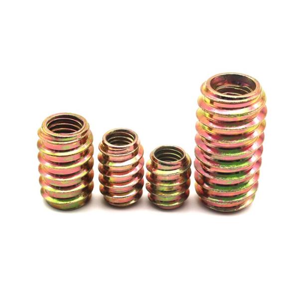 M6 M8 M10 Yellow Zinc Plated Steel Hex Socket Insert Nuts For Wood Furniture