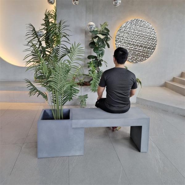 Rectangular GRC Concrete Patio Table Garden Furniture Outdoor Concrete Benches