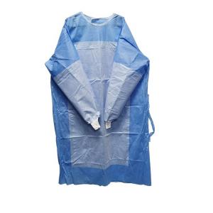 China Apron Style Neck Design Hospital Disposable Gown With 16-60gsm Density wholesale