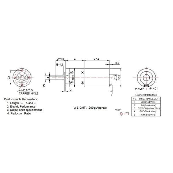 Long lifetime high torque 12 volt 24v dc brushless motor with 28mm planetary gearbox for smart robot