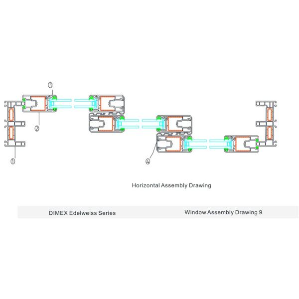 White Sliding Window Door UPVC Profiles 112mm For Building Materials