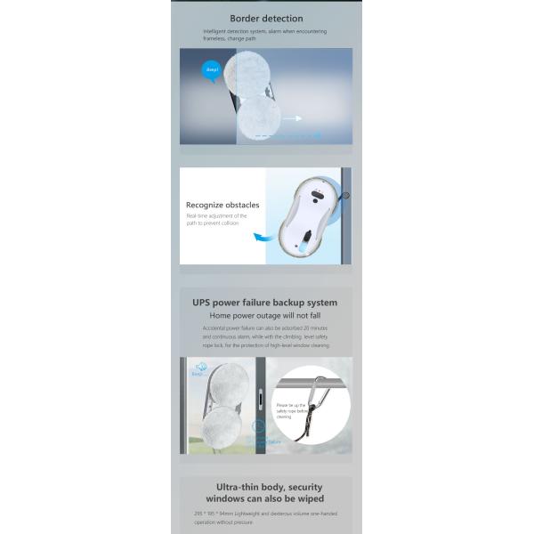 80W Powerful Automatic Smart Vacuum Cleaner Window Cleaning Robot for Household Industry