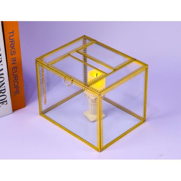 Copper strip Gold color Clamshell square glass artifact Cosmetic Storage lamp candle Tissue box