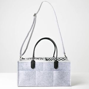Durable Felt Baby Diaper Caddy With Detachable Adjustable Shoulder Strap