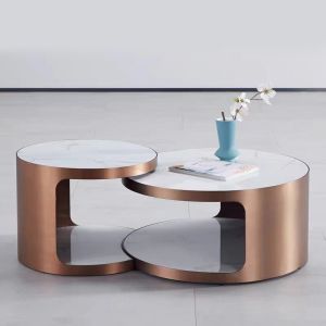 China Brushed Titanium Fusion Round  Nordic Coffee Table on sale