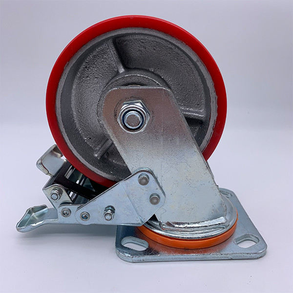 Quality 3 Inch Cast Iron PU Tread Swivel Caster with Brake for sale