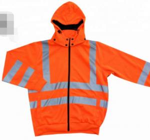 China Hooded High Visibility Winter Coat , Reflective Tape Jacket For Workman on sale