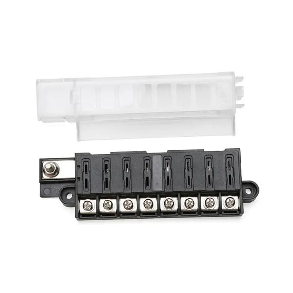 Fuse Box 4 8 Way 12V Auto Marine ATC / ATO Blade ST Fuse Block Holder with Cover 30A Per Circuit Screw Pan