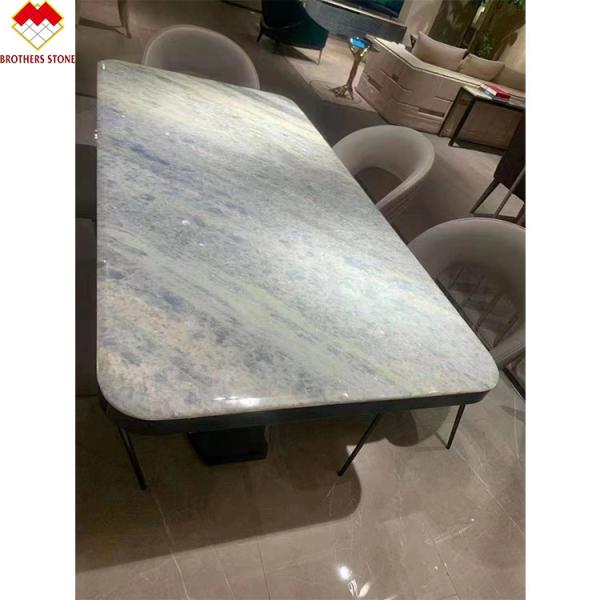 Fantasy Blue Marble Vanity Top Countertop Table OEM Custom Blue Crystal Quartz Stone