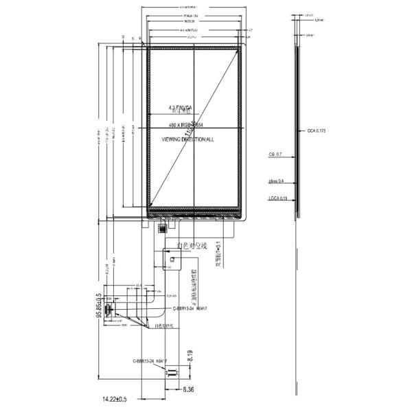 4.3" IPS TFT LCD Display Module 480x854 NT35512 MIPI Interface With CTP PCAP