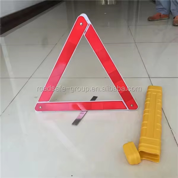 38.5cm In Length PP Red Foldable Warning Triangle Emergency Safety Triangles For Car