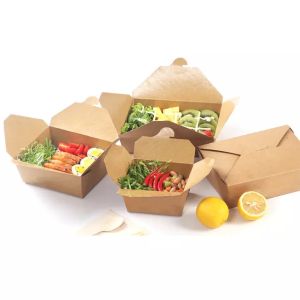 Customized Disposable Whiteboard Kraft Paper Takeaway Boxes