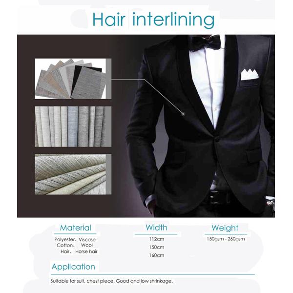 50cm - 150cm Width Horse Hair Canvas Interlining For Suit Cloth And Chest Lining
