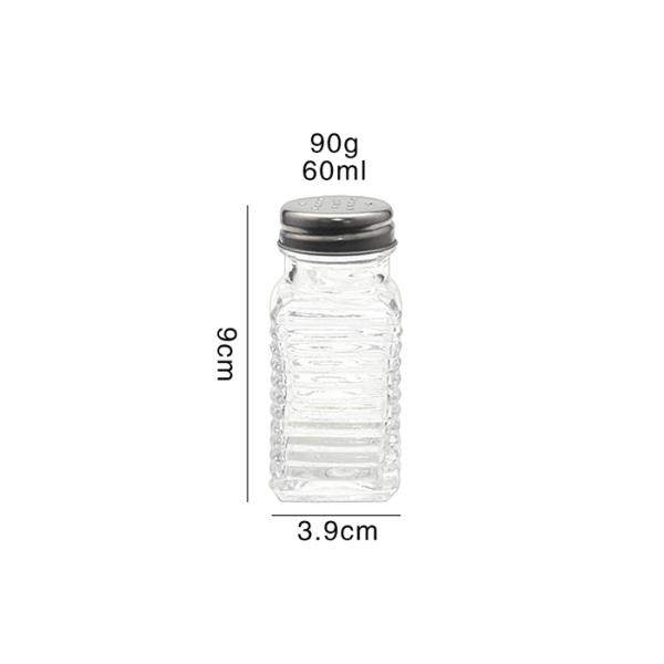 Square Embossed Stripe Mini Glass Spice Jars Containers Shaker Lid For Seasoning