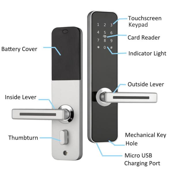 Key-Free Touchscreen Combination Door Lock With Handle Aluminium Alloy