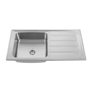 China 10050R Square Bowl Kitchen Sink With Drainboard 100x50cm wholesale