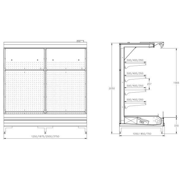 R404a Open Front Display Fridge For Vegetable Dairy And Beverage
