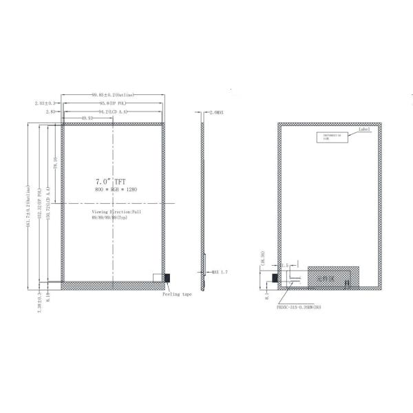 7 Inch 800x1280 Resolution IPS TFT LCD Display Module MIPI Optional Touch Panel
