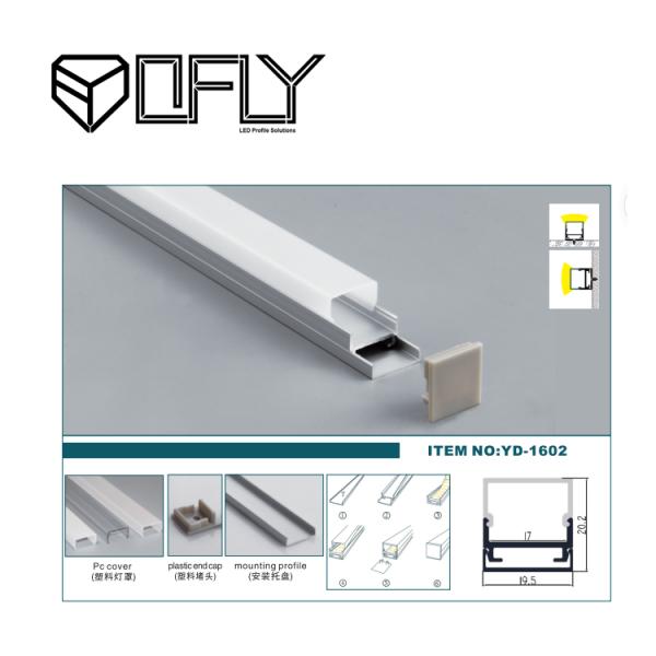 Warm LED Lighting Profile Surface Mounted LED Profile 20*20mm Indoor LED Strip Lights