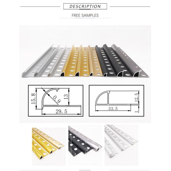 Floor Decoration Extrusion Round Tile Trim Ceramic Edge Aluminum Edge Trim