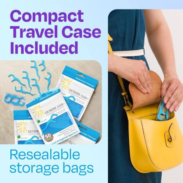 Mint Flavored Dental Flosser Toothpicks 200 Counts Helps Prevent Tooth Decay