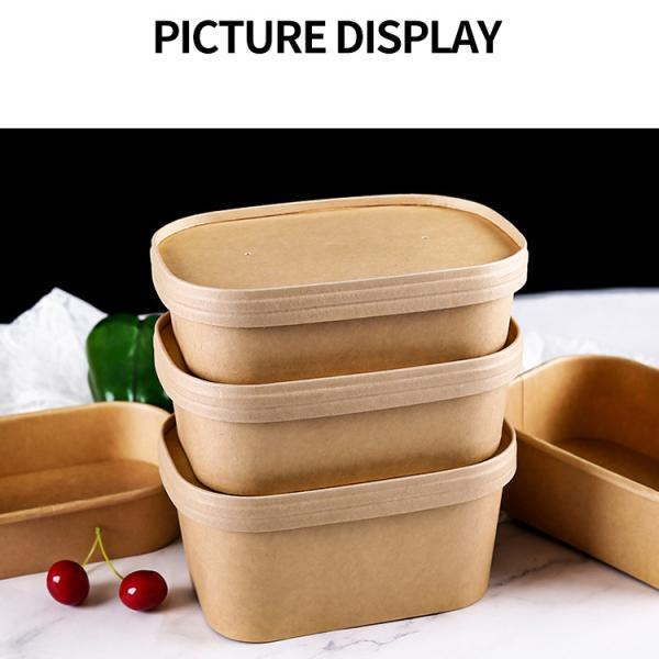 Customized square with cover for printing, multi-purpose Kraft salad bowl rectangular paper box, both paper cover and de
